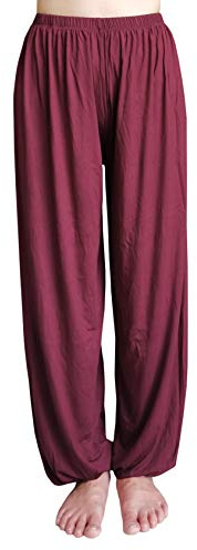 HOEREV Uomo Donna Super Soft Yoga Pantaloni Taiji Lounge Pant, Rosso Scuro, L