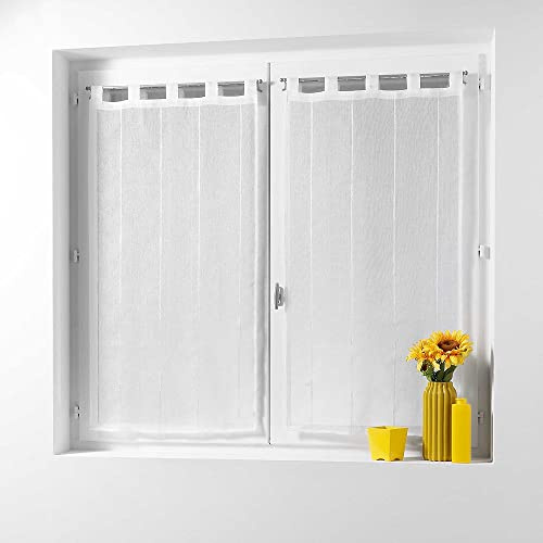 Douceur d'intérieur Coppia Dritta Passa-Bastone 2 x 70 x 200 cm, Colore: Sabbia Figlio ciniglia Linahe Bianco