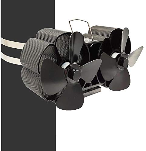 8 Blades Stove Fan, Twin Motor Double Heat Powered Fireplace Fan for Wood Stove/Burner/Woodburning Stove Top Circulating Warm Air Saving Fuel Efficiently