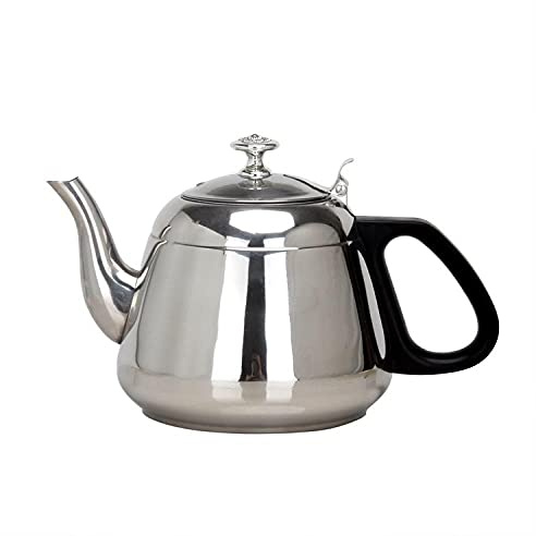 Teebereiter Teekanne Vintage Teeservice Teapot Hotel Silber Edelstahl Infuser Wasserkocher Metall Kaffeekanne Gasherd Großer Kapazität Teekanne Mit Induktionsfilter-1.2L A.