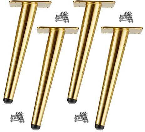 4 Pcs Metal Furniture Support Legs, Oblique Cone Furniture legs, Modern Metal Sofa Legs, for Sofas Couch Chair Coffee Table TV Stand Cabinet Desks(Color:gold,Size:35cm)