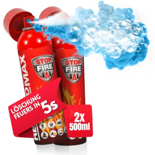 notlok Safety Work - 2X 500g Mini Extincteur Maison Tous Feux sans Fluor | Mousse Extinguante Douce pour la Peau pour Feux de Classe A, F & E ≤ 1000V | Extincteur Voiture/Bateau