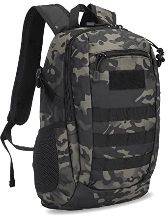 Selighting Mochila Táctica Militar 12L/20L Mochilas Hombres Molle Asalto para Estudiantes Adulto para Camping Senderismo Caza Trekking Casual Diario Escuela (#20L-Camuflaje Negro)