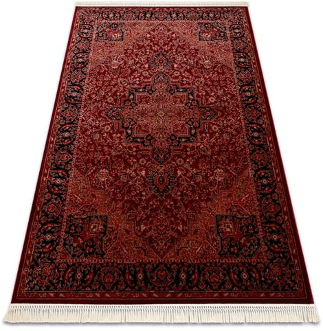 rugsx Orient Y307 Burgund Schwarz Teppich mit Fransen Wohnzimmer 200x290 cm