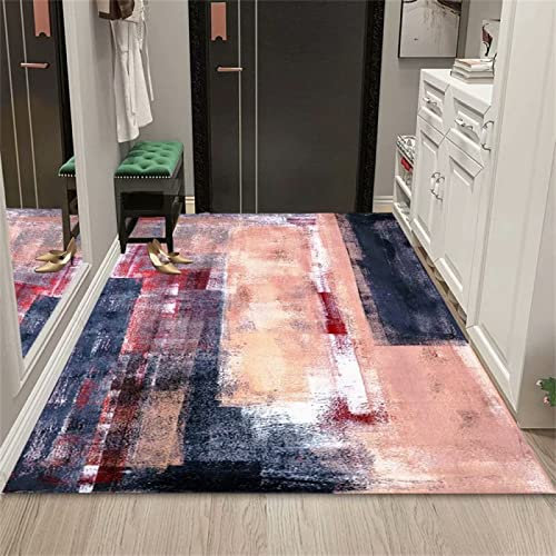 RUGMRZ Teppich Designer 80 x 160 cm Spielteppich Junge pink Fleckerlteppich Rosa Grauer Tinten-Malerei-Entwurfs-moderner Kundengerechter Gleitschutz