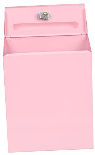 SOESFOUFU Wall-mounted Iron Mailbox Lock Pink Multi-function Suggestion and Letter Post Box for Home and Office Use