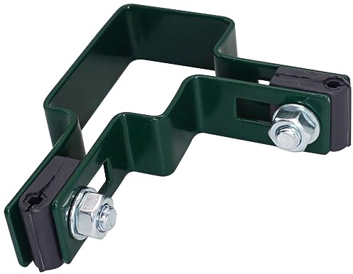 SKIR'CO Lot de 2 colliers de serrage rectangulaires pour poteaux de clôture, 40 x 60 mm, pour panneaux en treillis métallique soudé, couleur RAL 6005