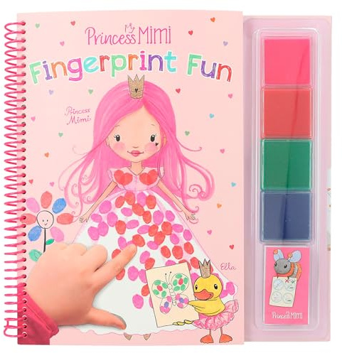 Depesche 12105 Princess Mimi - Fingerprint Fun, Malbuch mit 4 Stempelkissen, zum Ausmalen mit den Fingern