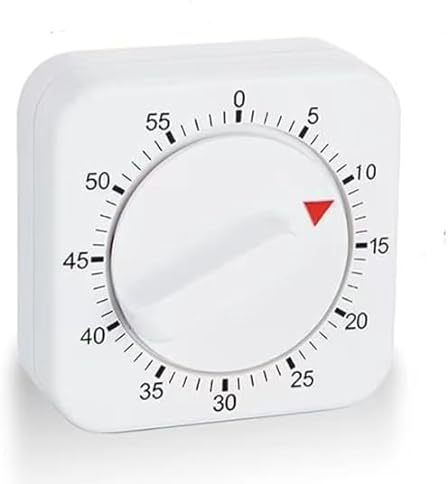 Kitchen Timer,60 Minutes Count Down Alarm Reminder Wind Up Mechanical Timer White Square Adjustable Egg Timers Manual Clock Timer for Cooking Baking Exercise