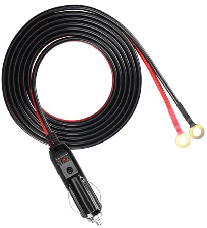 12 V/24 V Zigarettenanzünder auf O-Ring-Terminal-Kabel, YACSEJAO 6,5 Fuß/2 m, Zigarettenanzünder-Stecker auf Batterie-Öse, Terminal-Anschluss, 16 AWG, robustes Kabel für Auto-Wechselrichter,