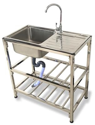 Evier Utilitaire Acier Inox Pour L'extérieur Cuisine Exterieure Évier De Restaurant Commercial Évier Utilitaire De Table De Préparation Sur Pied Pour Extérieur Installation Facile (Color : Single col