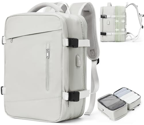 Handbagage för Ryanair 40x20x25 Handbagage Reseryggsäck Vattentät under säte Handbagageryggsäck Flygplan Resväska Weekenderväska Vandringsryggsäck Fritidsbagage,E3 Månvit