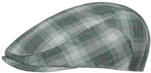 Lipodo Karo Flatcap Mehrfarbige Schiebermütze Größenverstellbar Leinen-Baumwollmischung Damen Herren Frühjahr/Sommer grün M (57-58 cm)