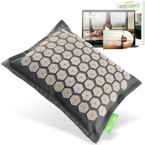 BACKLAxx® Akupressur Kissen Nacken, Akupressurkissen mit 3312 Nadeln | Akupressur Nackenkissen 38x30x10 cm mit Bezug & Band, Halbleinen & Naturkautschukkern, für Nacken, Kopf & Schulter