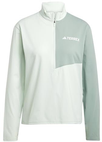 adidas Women's Terrex Multi Climacool Half Zip Long Sleeve, Linen Green, S