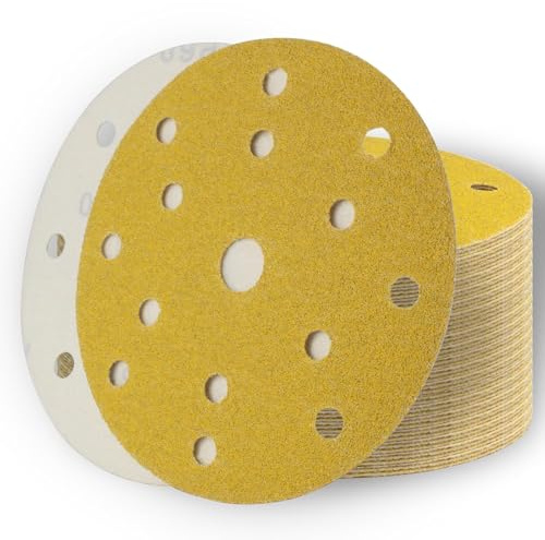SenmaiTools Schleifpapier 150 mm Klett 15 Loch 80 Körnung,6 Zoll Schleifpads, Schleifscheiben Set für Exzenterschleifer- für Holz Metall und Farbe 30 Stück