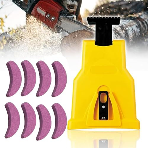 Tragbar Kettensäge Schärfgerät, Kettensäge Schärfgerät Schnell Kettenschärfgerät Universal Kettensägenschärfer Profi Saw Kettenschärfer Sägekettenschärfgerät mit 8 Schleifstein