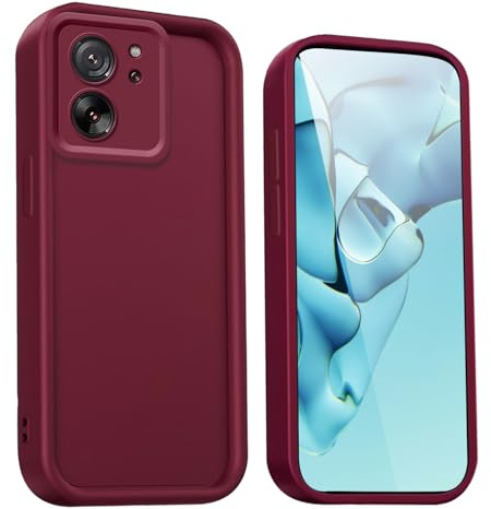 WBWONE Funda para Xiaomi 13T / 13T Pro - Carcasa Protectora de Silicona Premium con Diseño Elegante y Antigolpes - Vino Rojo