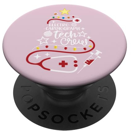 Electrocardiograph Tech Crew Christmas EKG Technologist PopSockets Adhesive PopGrip