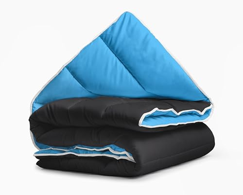 Sleeptime Bettdecke - Blau/Schwarz - 140 x 200 - Waschbare Bettdecke - Mit Kissenbezug - 4 Jahreszeiten