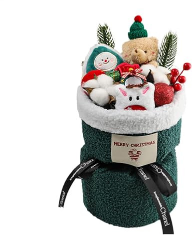 Weihnachts-Puppenstrauß, Weihnachts-Plüschbär-Blumenstrauß, Weihnachtsmann-Bär-Dekorationen, 32 x 16 cm, Feiertags-Puppenstrauß, Weihnachtsbär-Blumenarrangement für niedliche Bären-Blumendekorationen