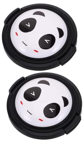 Panda Objektivdeckel 52mm aus Kunststoff, 2 Stück für Kameralinsen | Struktur mit Beidseitiger Klemmung, Einfaches Aufsetzen und Abnehmen, für Außen und Innenaufnahmen