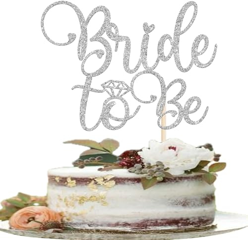 1 Stück Bride to Be Tortendeko Glitzer Ring Kuchen Deko Hochzeit Cake Topper für Hochzeit Braut Dusche Thema Party Kuchen Dekoration Silber