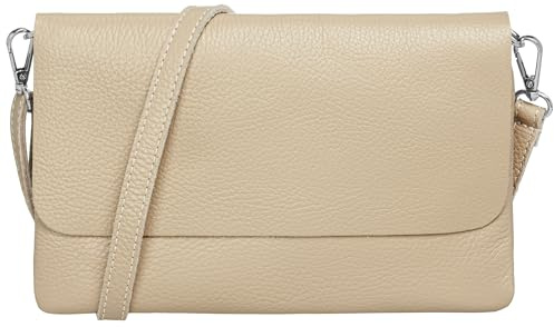 Caspar Elegante Leder Clutch Damen Umhängetasche Abendtasche mit verstellbarem Schultergurt - CLASSIC LINE - Modell No.835 - Made in Italy