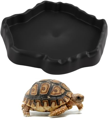 13 x 12 cm Bandeja de agua Reptiles, Alimentador para Reptiles Cuenco para Reptiles de Resina Imitación Roca Cuenco de Agua y Comida Fácil de Limpiar para Tortugas Lagartos Geckos Serpientes Anfibios