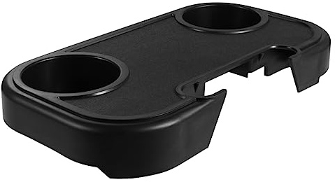 BUGUUYO Vassoio Portabicchieri da Lettino, Tavolino Laterale in Plastica Nera, Resistente alle Intemperie, Facile da Montare per Campeggio e Giardino