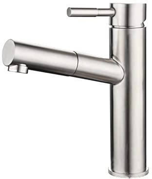Badezimmerarmaturen Ausziehbarer Wasserhahn, Waschtischarmaturen aus gebürstetem Edelstahl, Badezimmer-Waschbeckenarmaturen mit ausziehbarer Brause