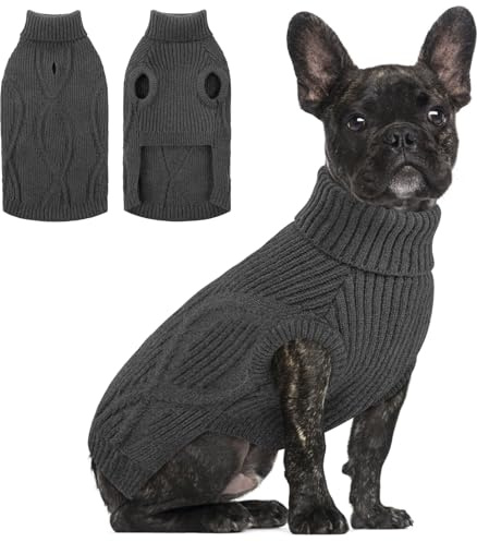 Queenmore Pull Chien Petite Taille Stretch Chaud Pullover avec Ouverture pour Harnais pour Cocker Spaniel Maltais Pomeranien Shih Tzu (Gris, S)