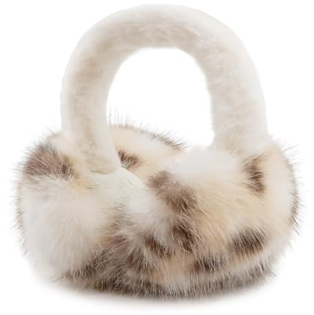 SEYUFN Plüsch Ohrenschützer Damen Winter Ohrenwärmer Faltbare Ohrenschützer Damen Earmuffs Weich Teenager-Mädchen (Léopard 1)
