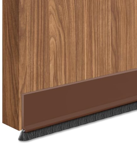 Türleiste mit Bürste selbstklebend-Türdichtung Unten-Bodenversiegelungen Mit Bürsten, Türbürstendichtung, Zuschneidbare Bürstendichtung Selbstklebend Für Türen (5,2 cm breit, braun)