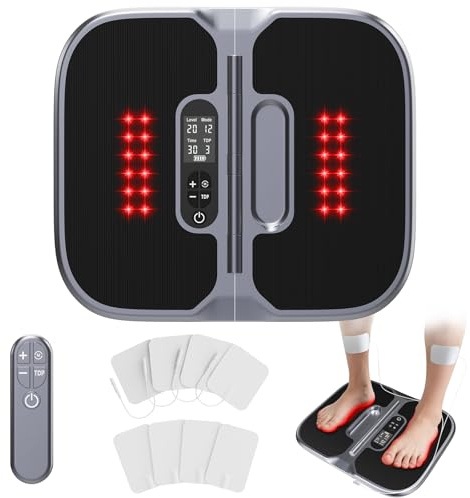 Tragbar Durchblutungs-Stimulator Beine mit EMS & TENS – Medic Fußmassagegerät Rotlichttherapie – Zur Schmerzlinderung bei Plantarfasziitis, Muskelentspannung & Durchblutungsförderung