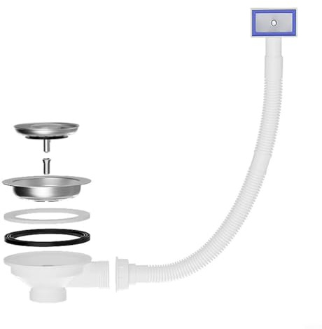 Trampa de drenaje para fregadero de cocina 110114 mm con protección contra desbordamiento, colador de acero inoxidable para drenaje estable del agua (110 mm)