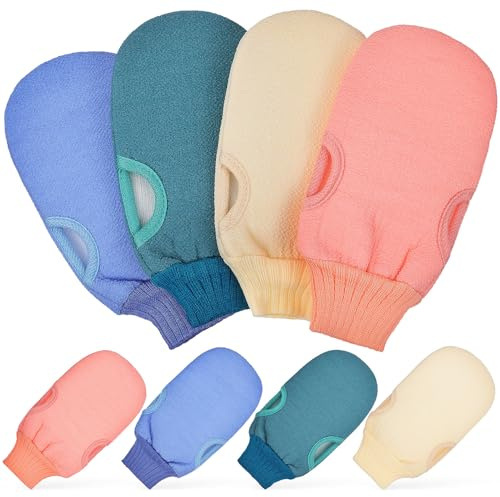 Cabilock 8 Stück Teiliges Peeling handschuh Weichem Material Wiederverwendbare Duschhandschuhe zur Tiefen Hautreinigung und Sanften Körperpflege für Frauen und Männer mit Daumenöffnung für