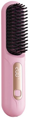 Plancha De Pelo, 3 Niveles De Temperatura Ajustables, Rosa/Violeta, Cepillo De Peinado LED, Plancha De Pelo Eléctrica, Pantalla De Temperatura LED, Para Viajes, Salón, Mujeres, Niñas, Fiestas, Rizado