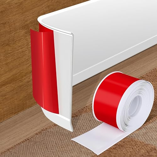 Self-Adhesive Skirting Board,Flexible,No Drilling,Peel and StickBaseboard Molding Trim,Easy Assembly DIY Renovation for Wall Kitchen Worktops,Bathroom,Living Room (White, 10m)