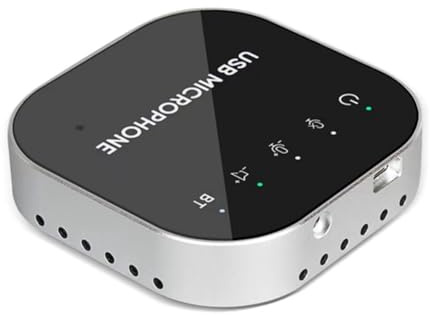 Buhdjfnke Vivavoce per Conferenze USB da Tavolo Microfono BT Microfono per Computer A Condensatore Omnidirezionale A 360° con Altoparlante