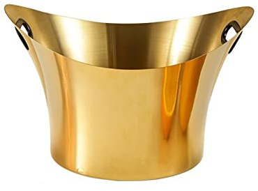Fête Seau à glace en acier inoxydable for boissons isolées Grande baignoire de fête 9 L, seau for les fêtes, refroidisseur for vin et bière, doré Bac à boissons
