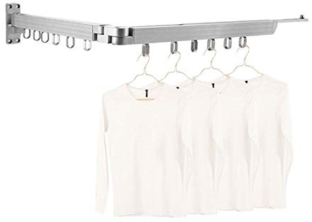 EHVYBDX Clothes Airer Folding Clothes Drying Rack Wall Mounted Aluminum Drying Hanger Retractable for Balcony Laundry Indoor Outdoor