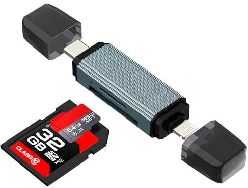 Lector de tarjetas SD, adaptador USB C a Lightning para iPhone 17, 16, 15, 14 Pro Max, compatible con Samsung Micro SD TF Memory Stick tarjeta de memoria cámara móvil para iPad para lector de tarjetas