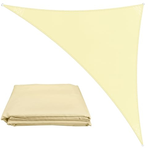 MissYolo Triangle Sun Sail Shade Waterproof 4x4x5.7m - Outdoor Sun Shade Canopy with UV Protection for Backyard, Pool, Patio & Garden Activities and Family Use (Light Yellow)