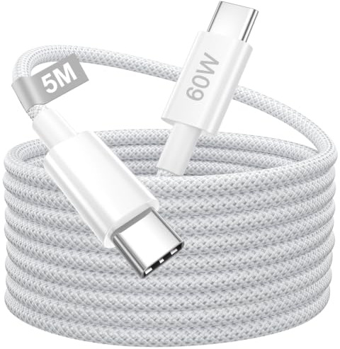 Cable USB C iPhone 17 16 15, Cable USB C Carga Rápida 5M Nylon Largo Tipo C Carga Rapida Cargador Cable Movil para iPhone 17/17 Air/16/16e/15 Pro Max/ 15 Plus, MacBook Pro/Air, Samsung S26/S25/S24