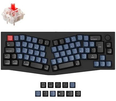Keychron Q8 (Alice Layout) Clavier Mécanique Filaire, 65% ISO-FR, Auminium usiné CNC, Programmable QMK/Launcher, Interrupteurs Gateron G Pro Rouges, Double Gasket, Compatible Mac, Windows et Linux