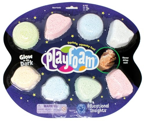 Learning Resources Playfoam Nachtleuchtendes 8er-Set, Knete Glow in The Dark, Kreatives Spielzeug für Kinder ab 3 Jahren, Feinmotorik und Fantasie fördern