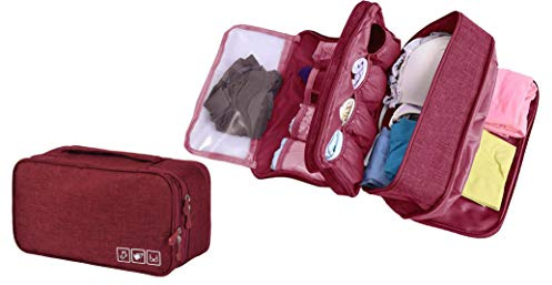 Unterwäsche Aufbewahrungstasche – Wasserdichtes Nylon Reisetasche Sockentasche Kulturbeutel Farbwah-lila(Red)