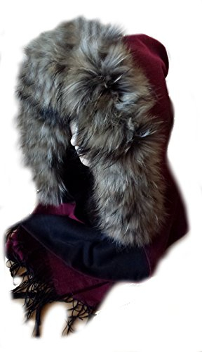 MERRYLAND Kapuzenschal Echt Fell Fellstreifen Schal Kapuzenstreifen Stola Kapuze Fur Hoodie Echtfell Schalmütze
