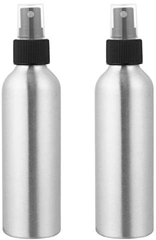 Minkissy 2 botellas de spray de aluminio de 150 ml, rellenables, vacías, portátiles, para perfume, aceites esenciales, protección solar, loción, maquillaje, plata (Plateado),9QB8IGWI0103527M6H2